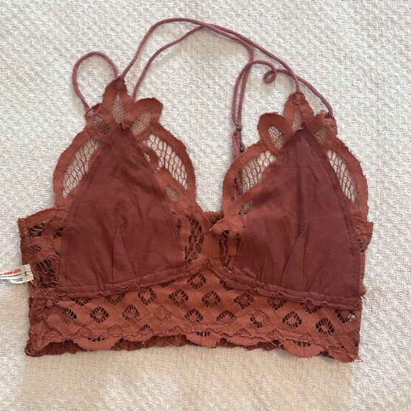 5 for $25 Free People Adelaide Lace Bralette Copper size Small - Picture 5 of 9